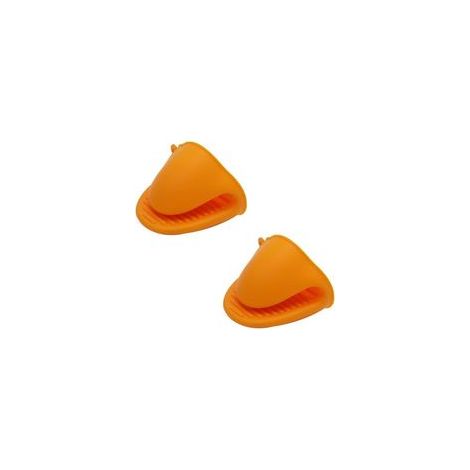 Lot de 2 poignées épaisses en silicone pour cuisine, four et micro-ondes, orange – (1/5)