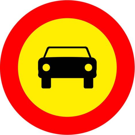 Señal de Entrada prohibida a vehículos de motor, excepto motociclos de dos ruedas SEKURECO 60 cm (1/3)