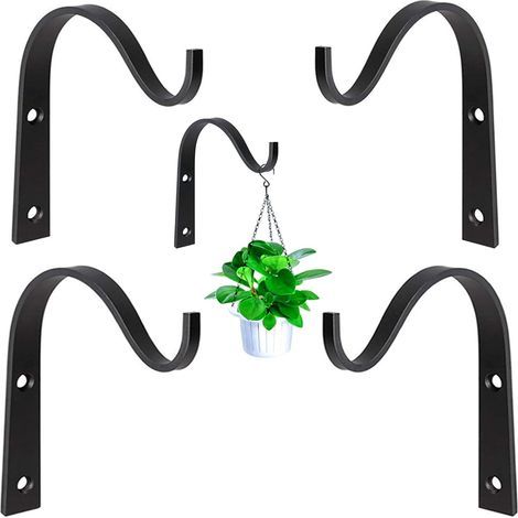 4Pcs Hanging Basket Bracket Wrought Iron Wall Hooks Hanging Basket Hooks Plant Hanger for Planter Lantern Basket (1/5)