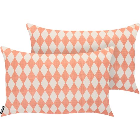 Conjunto de 2 cojines decorativos para exterior accesorios de jardín diseño retro rojo claro Grevillea (1/5)