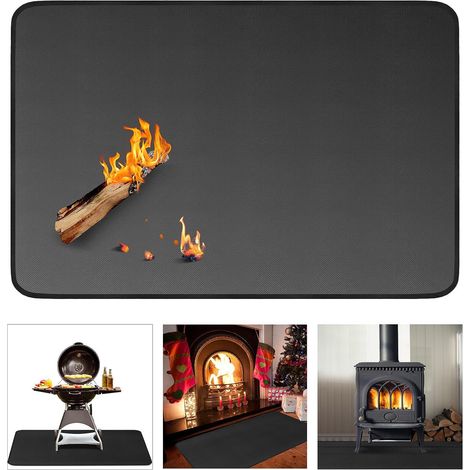 Tapis de cheminée, tapis de cheminée ignifuge d'intérieur, 122 x 90 cm Tapis de foyer pour barbecues extérieurs, poêles à bois