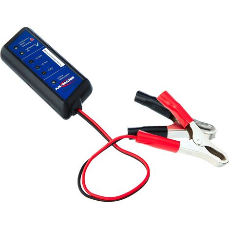 ANSMANN Tester per Batterie Auto 12V - Voltaggio Livello Ricarica Capacità - Facile da Usare Morsetti Colorati - Spie LED Protezione Corto Circuito (1/5)