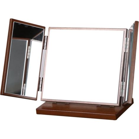 Miroir Cosmétique Pliable Structure à Trois Faces de Fleur en Verre Marron Stable sur Bureau, pour Usage Domestique Créatif (1/5)