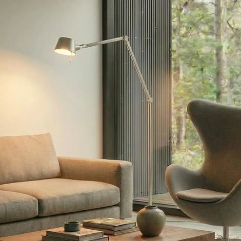 [NEUWERTIG] B-Ware Lucande Stehleuchte Standleuchte Silka Nickel Metall Verstellbar E27 216 Cm