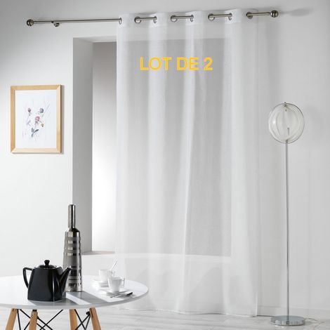 Lot de 2 panneaux a oeillets 140 x 240 cm etamine crash telma Blanc