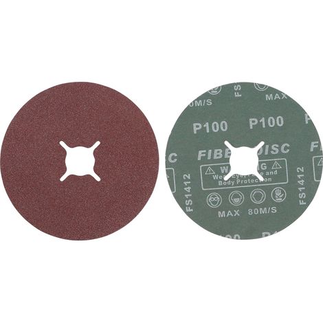 JEU DE DISQUES ABRASIFS À FIBRES GRAIN100 OXYDE D'ALUMINIUM 10PIÈCES BGS 42028