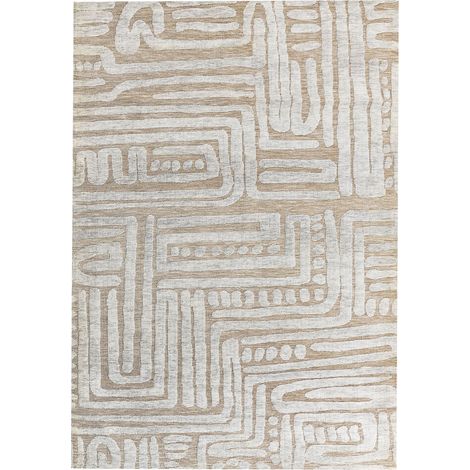 Tappeto da salotto moderno con motivo geometrico a tinta unita beige 160 x 230 cm Mandai