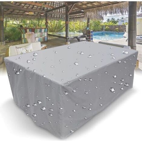 Gartenmöbelabdeckung, rechteckige, wasserdichte Schutzhülle aus 210D-Stoff mit Kordelzug für Terrassen- und Gartenmöbel, silberfarben, 115 x 115 x 70 cm (1/5)