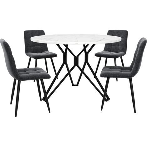 GagaEnsemble salle à manger 5 pièces, table ronde 100 cm, noir et gris (1/5)