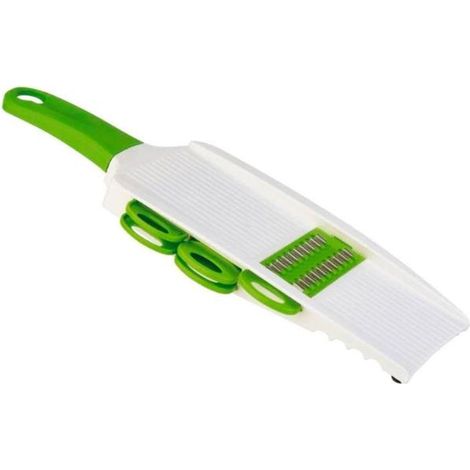 FPLUS rallador mandolina 5 cortes c/mango , Cuchilla de acero inoxidable.
Mango ergonómico.
Permite el corte en láminas o juliana de diferentes grosores. (1/2)