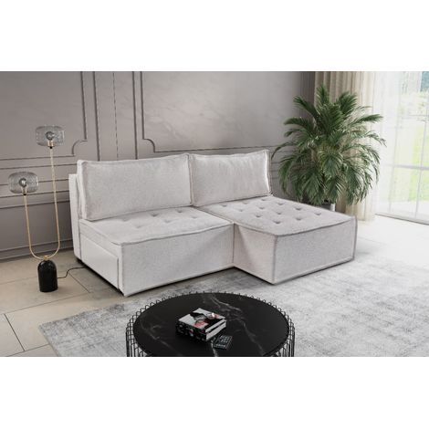 Bohoo Mini modernes Ecksofa mit Schlaffunktion Hellbeige Rechts (1/5)