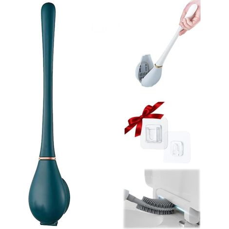 Modernes, flexibles Silikon-WC-Bürstenset für den Heimgebrauch, Silikon-WC-Bürste und Halter, WC-Bürstenkopf für Badezimmer (1/4)