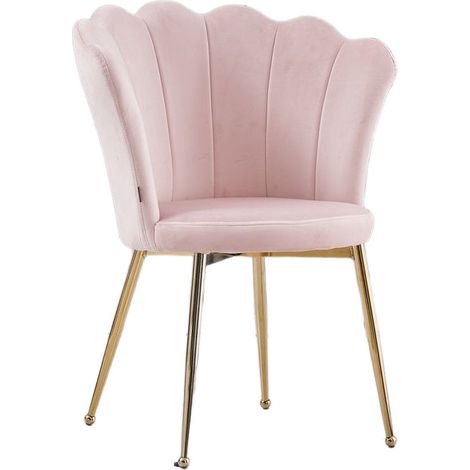 Lot de 2 chaises NYMPHEA pieds Gold assise Velours Rose (1/5)
