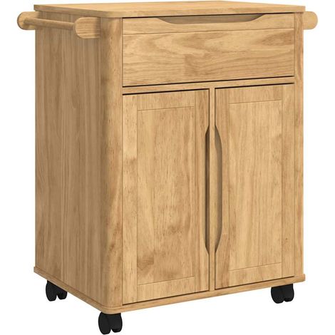 Carro de Cocina FLORO Marrón cera 72,5 x 45 x 80 cm vidaXL