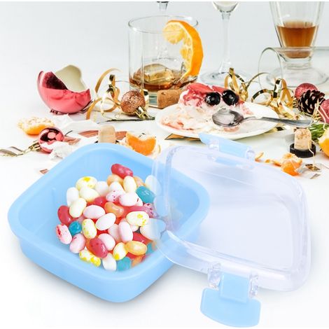 Lot de 12 boîtes de rangement pour bonbons, biscuits et autres en plastique alimentaire avec couvercle, bleu (1/5)