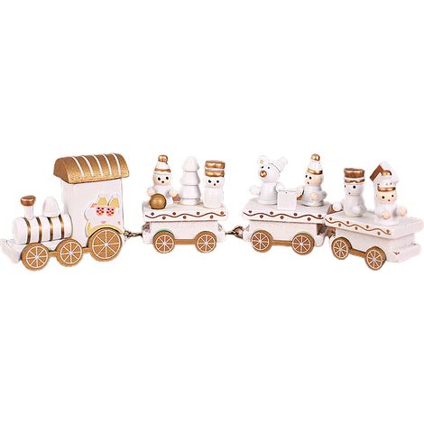 Train en bois de noël, joli ornement en bois pour la décoration de vacances (1/5)