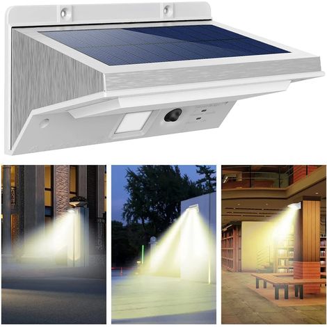 (Lampes solaires - Lumière chaude) Lampe solaire murale LED étanche avec détecteur de mouvement pour extérieur, compatible avec les éclairages de jardin et de décoration solaire. (1/5)