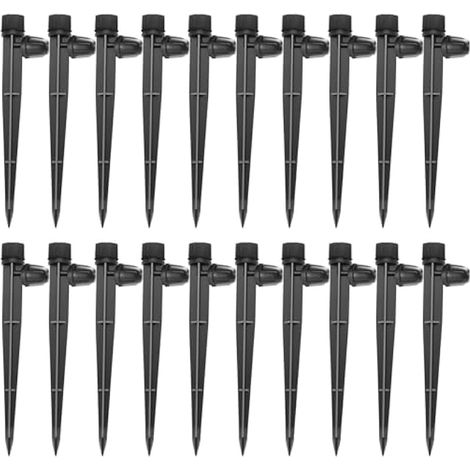 20 Pièces Goutteur Irrigation Réglable, 360 Degrés 8-Trou Micro Asperseur Goutte à Goutte avec Connecteur Barbelé & Piquet de Support pour Tube 4/7mm, Goutteur D'irrigation Insertion, Noir