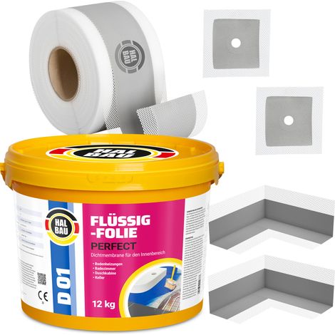 HALBAU Dichtset für Duschabdichtung Bad Abdichtung Dichtband Flüssigfolie 12kg H24 (1/5)