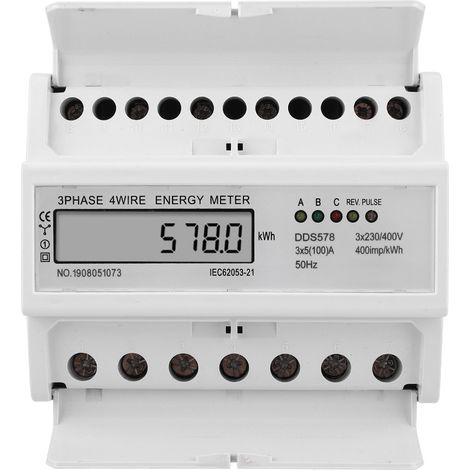 Compteur d'énergie électrique DDS578 à affichage LCD, triphasé, 4 fils, 7P, 380 V (1/5)
