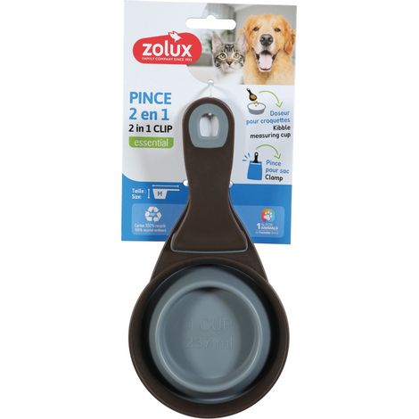 Pince 2 en 1 doseur silicone M 237 ml gris pour chat et chien - zolux (1/4)