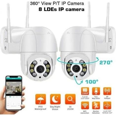 IP Outdoor Security Camera, Wireless, 1080P, Night Vision, Motion Detection, 2-Way Audio, PTZ Control (1/4)
