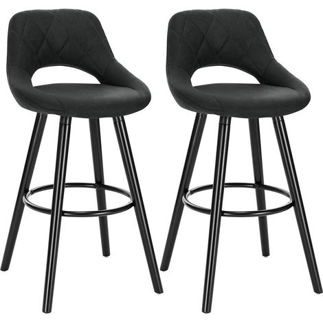 Set di 2 sgabelli da bar rivestiti in tessuto con gambe in legno antracite 190000563