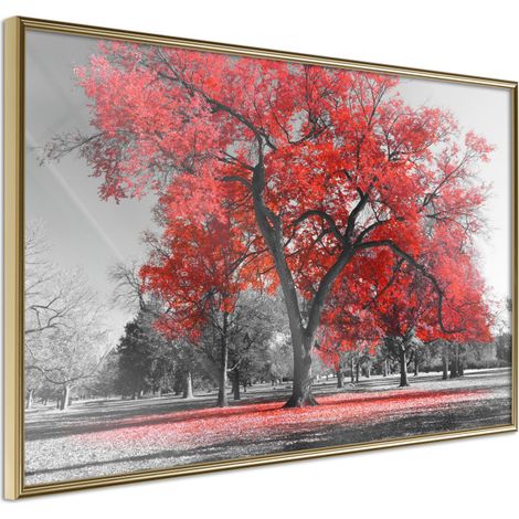 Affiche Murale Encadrée "Red Tree" 90 x 60 cm Or (1/2)