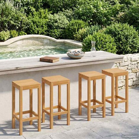 vidaXL Sgabello da bar 4 pcs Naturale Legno di teak solido