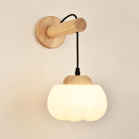 Lumière murale au chevet, application murale en bois, lampe murale en rondins avec teinte acrylique, lumières murales en forme de kaki français, socket G9, lampes murales simples modernes pour le coul (1/5)