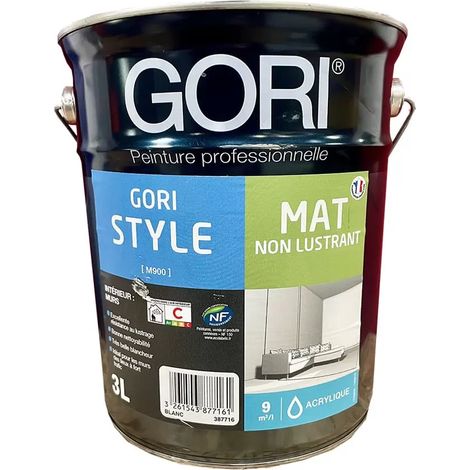 Peinture intérieure GORI STYLE Mat non lustrant Blanc 3 L