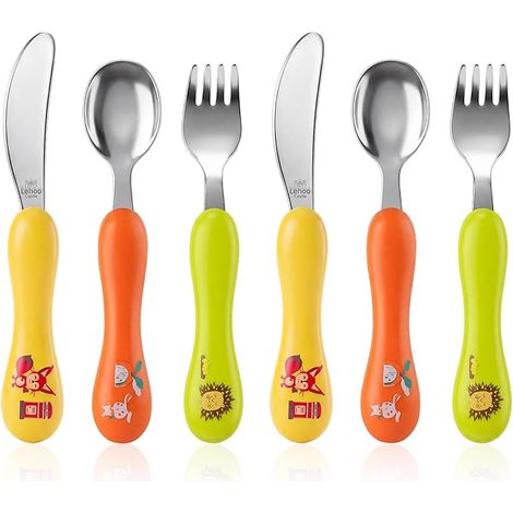 Couverts Enfant, Couverts pour Bébé, Cuillères, Fourchettes, Couteaux, Set Couvert Bebe pour Garçons Filles (1/5)