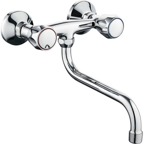 Rubinetto a muro down canna a esse in ottone cucina con erogazione orientabile confezione 1 (1/5)