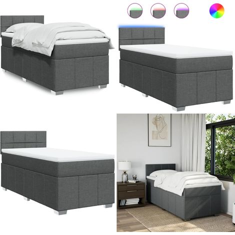 vidaXL Boxspringbett mit Matratze Dunkelgrau 80x200 cm Stoff (1/5)