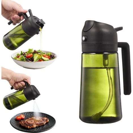 Vaporisateur Huile - 470 ml - Verre Sans BPA - Fonction 2-en-1 Pulvérisation/Versement - Pour Cuisine et Air Fryer - 1 Pièce (1/5)