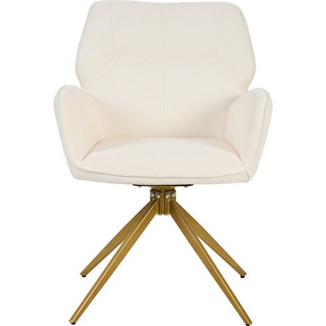 Fauteuil pivotant (ensemble de 2) Fauteuil avec pieds métalliques,fauteuil de loisir,tissu velouté,blanc crème (1/5)