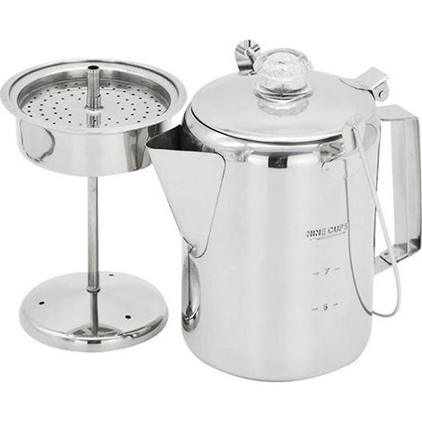 1.2l Extérieur 9 Tasse En Acier Inoxydable Percolateur Cafetière Cafetière Pour Camping Maison Kitchen-hy (1/5)