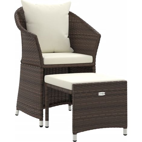 Mobili da giardino mobili da esterno Set di mobili da 2 pezzi con cuscini marroni in resina intrecciata 020015896
