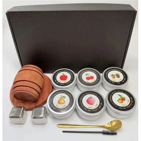 (Avec glace) NOUVEAU Kit fumoir à whisky avec copeaux de bois - 6 saveurs - Fumoir à cocktails Old Fashioned - Infuseur - Convient pour les cocktails, le bourbon et les cadeaux d'anniversaire (1/5)