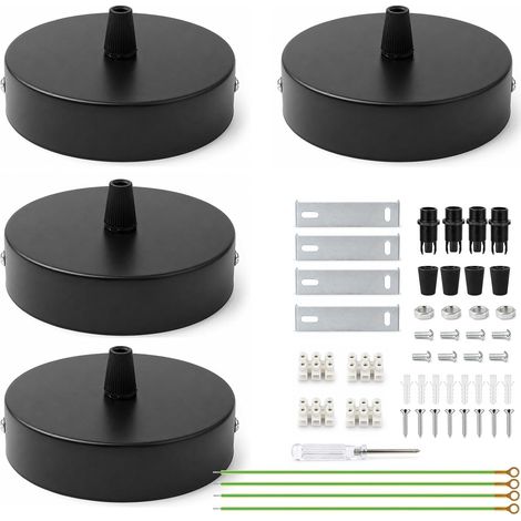 Set of 4 Ceiling Rose Ceiling Light 100 x 25 mm Black (1/5)