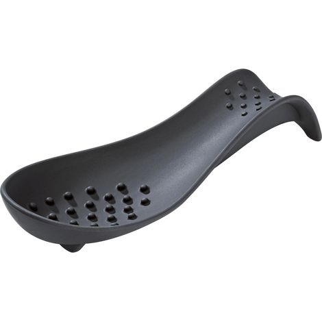 Repose-cuillère en silicone, résistant à la chaleur jusqu'à 270 °C, passe au lave-vaisselle, support pour divers ustensiles de cuisine, longueur 22,5 cm, noir (1/3)