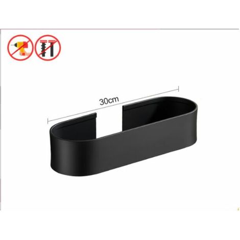 royaluxe- Paniers de douche avec porte-serviettes sans perçage étagère de panier de douche murale auto-adhésive pour cuisine et salle de bain étagère murale en aluminium antirouille Space noir 30cm (1/4)
