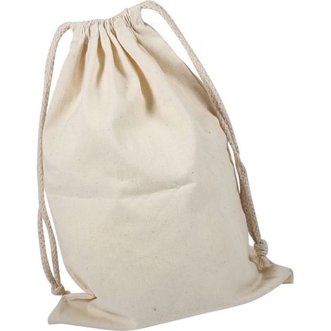 Sac à linge de rangement en coton uni avec cordon de serrage, idéal pour la maison, les voyages et l'usage domestique (22 x 28 cm). (1/5)