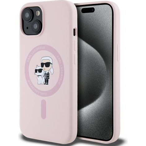 Funda de silicona Karl&Choupette MagSafe de Karl Lagerfeld para iPhone 15 (rosa) (1/5)