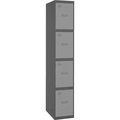 SimonRack Vestiaire Métallique 4 Porte, 1800x300x500 mm, Serrure à Clé et Aérations, Anthracite/Gris Simonlocker (1/2)