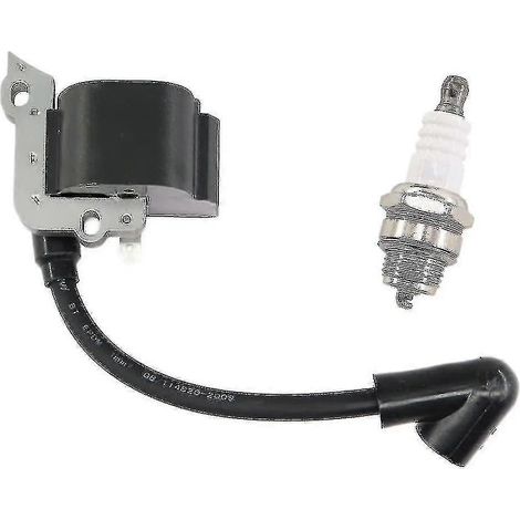 Bobine d'allumage avec bougie pour tronçonneuses Stihl FS38, FS46, FS45, FS55, FC55, FC55Z, FC55-DZ, HL45, HL45Z, HL45-DZ, HS45, HS45Z, KM55, KM55RZ, KM55C et KM55R (pièce de rechange) (1/5)