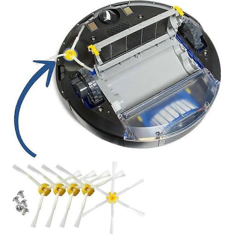 Pièces détachées pour aspirateur robot iRobot Roomba séries 600, 605, 606, 610, 615, 616 et 620 : brosse latérale principale et filtre HEPA. (1/5)
