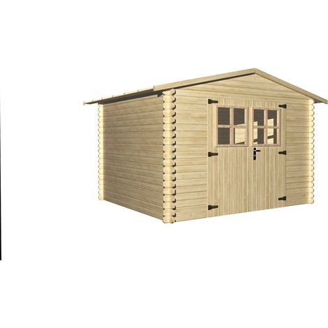 Abri de jardin en bois brut, 298x298, ep 19mm, surface utile 7.62m² INT019 (1/4)