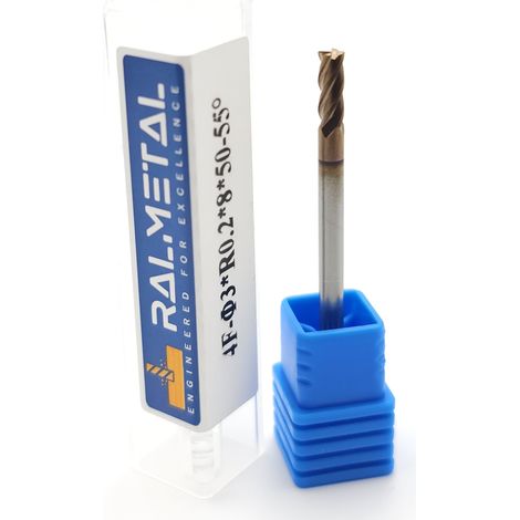 Fresa radiale in metallo duro integrale 3 x R0.2 x 3D x 50 mm 55 HRC (1/3)