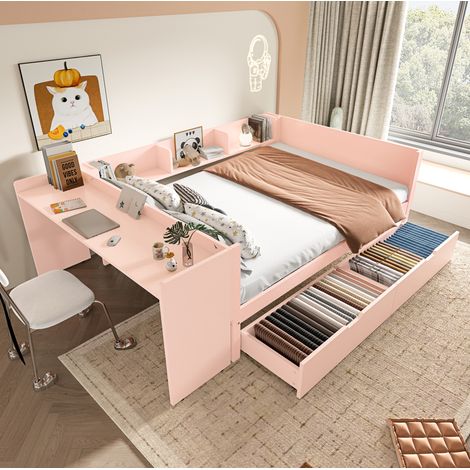 struttura letto 140x200 con scrivania e cassetti OKMYHOME (1/5)
